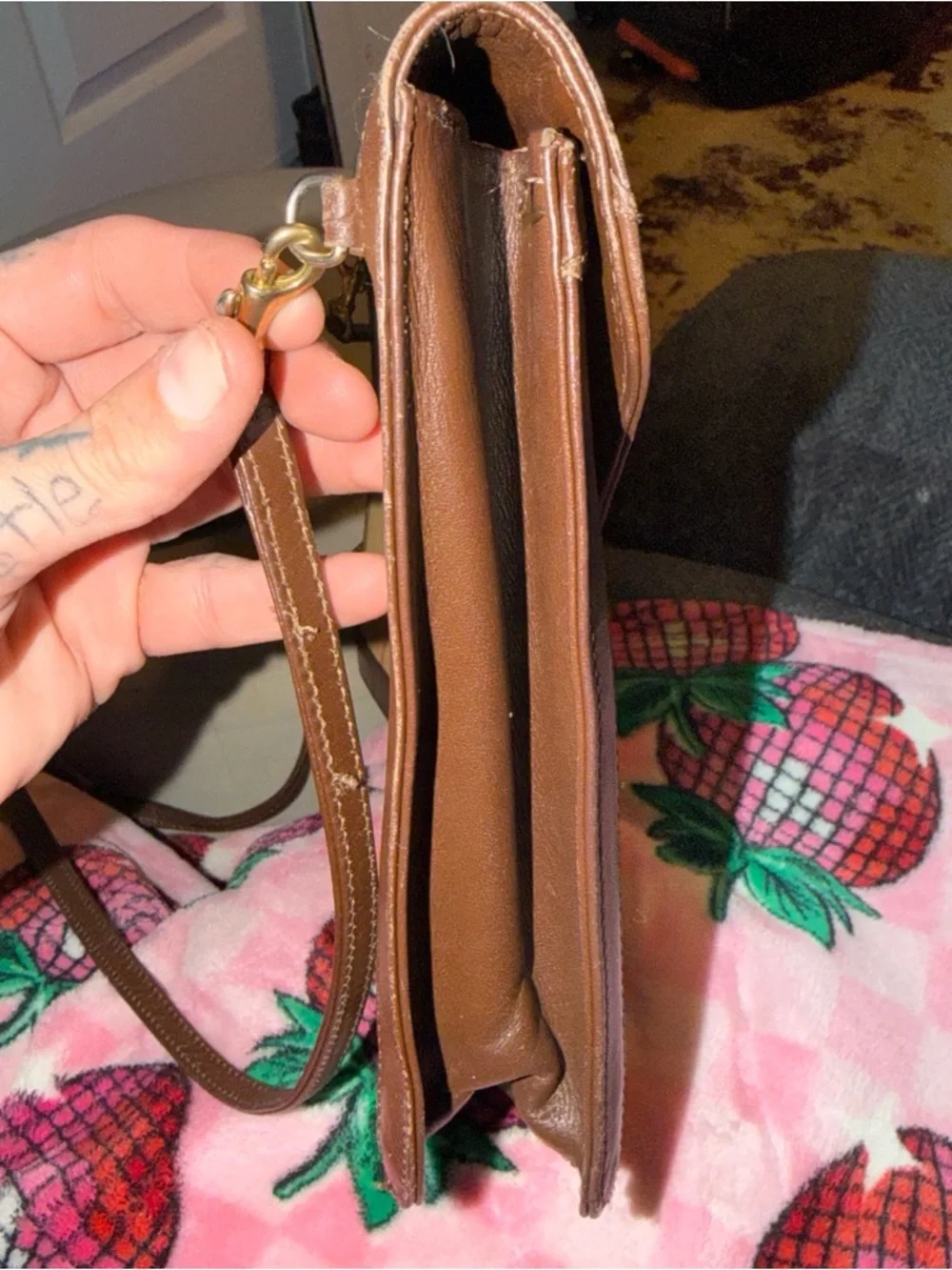 Burberry Tan Plaid Canvas and Brown Leather Messenger Bag